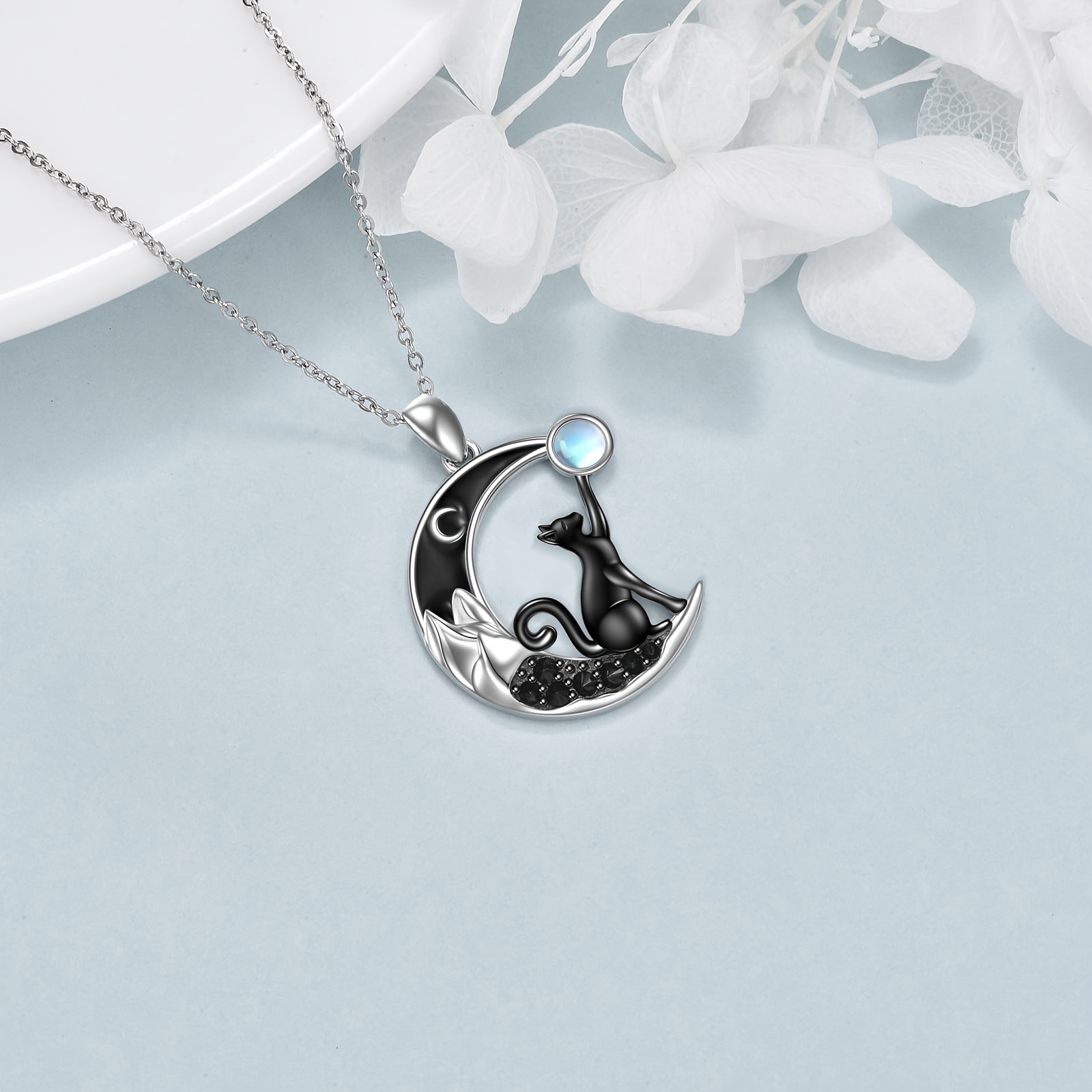 Sterling Silver Moonstone Irish Necklace for Women